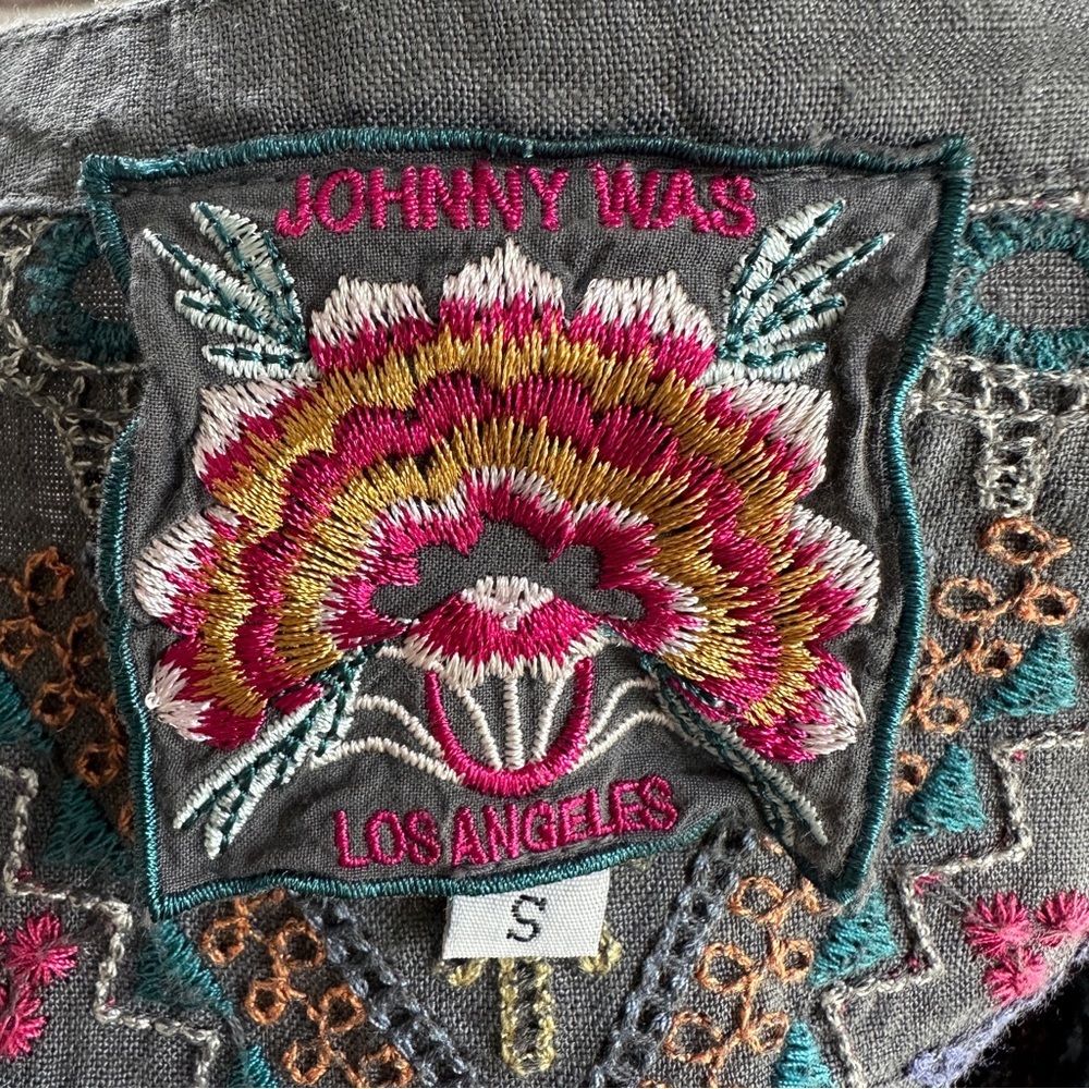 JOHNNY WAS Embroidered Linen Dress - Picture 7 of 8